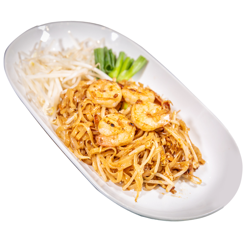 Authentic Pad Thai at The Baht Gatlinburg – flavorful Thai noodles with shrimp, peanuts, and fresh herbs served at the best restaurant in Gatlinburg.